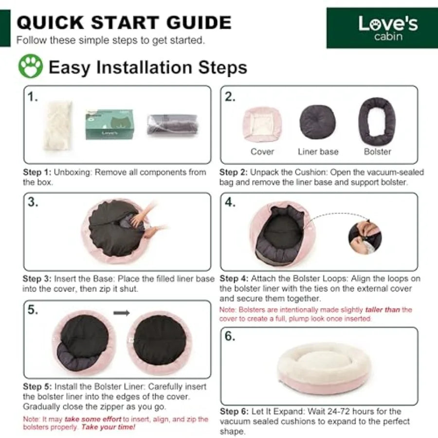 Round Donut Cat and Dog Cushion Bed 25in for Small or Medium Dogs AntiSlip and WaterResistant Bottom Soft Durable Fabric Pet Be