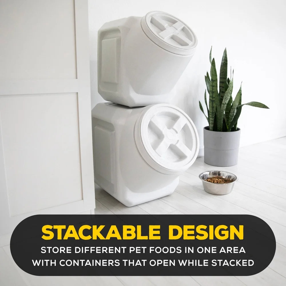 Stackable Plastic Pet Food Storage Container Airtight 40lb Capacity Heavy Duty Dog Cat Food Bin Moisture Resistant Pests