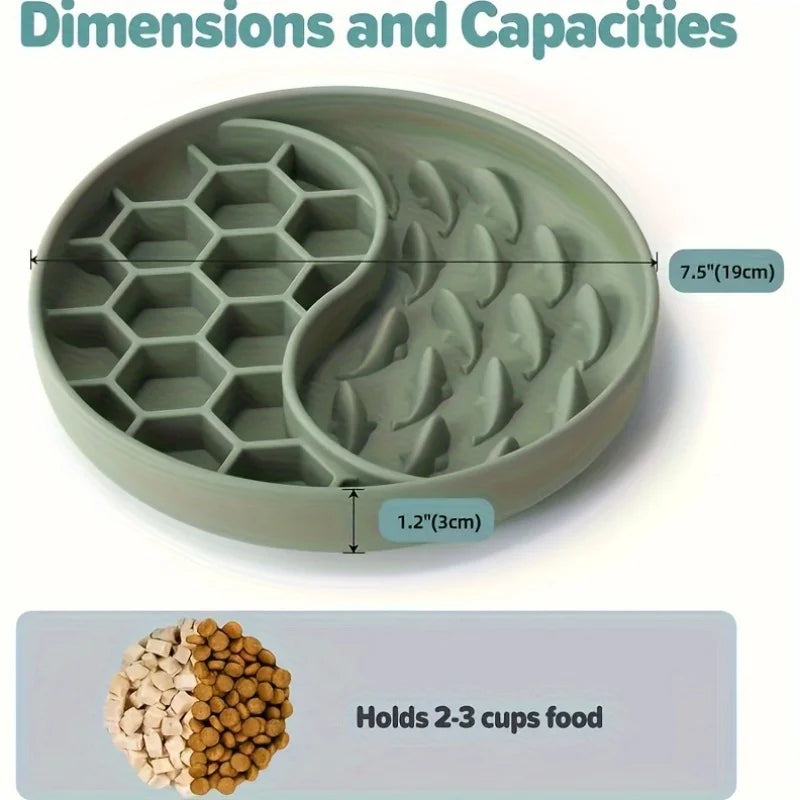 Slow Food Dog Bowl, Silicone Pet Food Bowl with Suction Cup, Non Slip Deceleration Dog Feeding Bowl