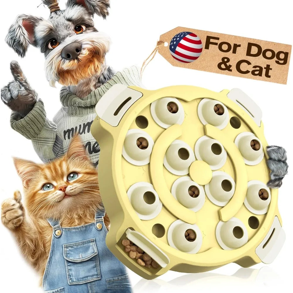 KADTC Interactive Dog & Cat Puzzle & Slow Feeder Toy - 2-in-1 Beginner-Friendly Treat Dispenser, Puppy & Kitten Mental Stimulati