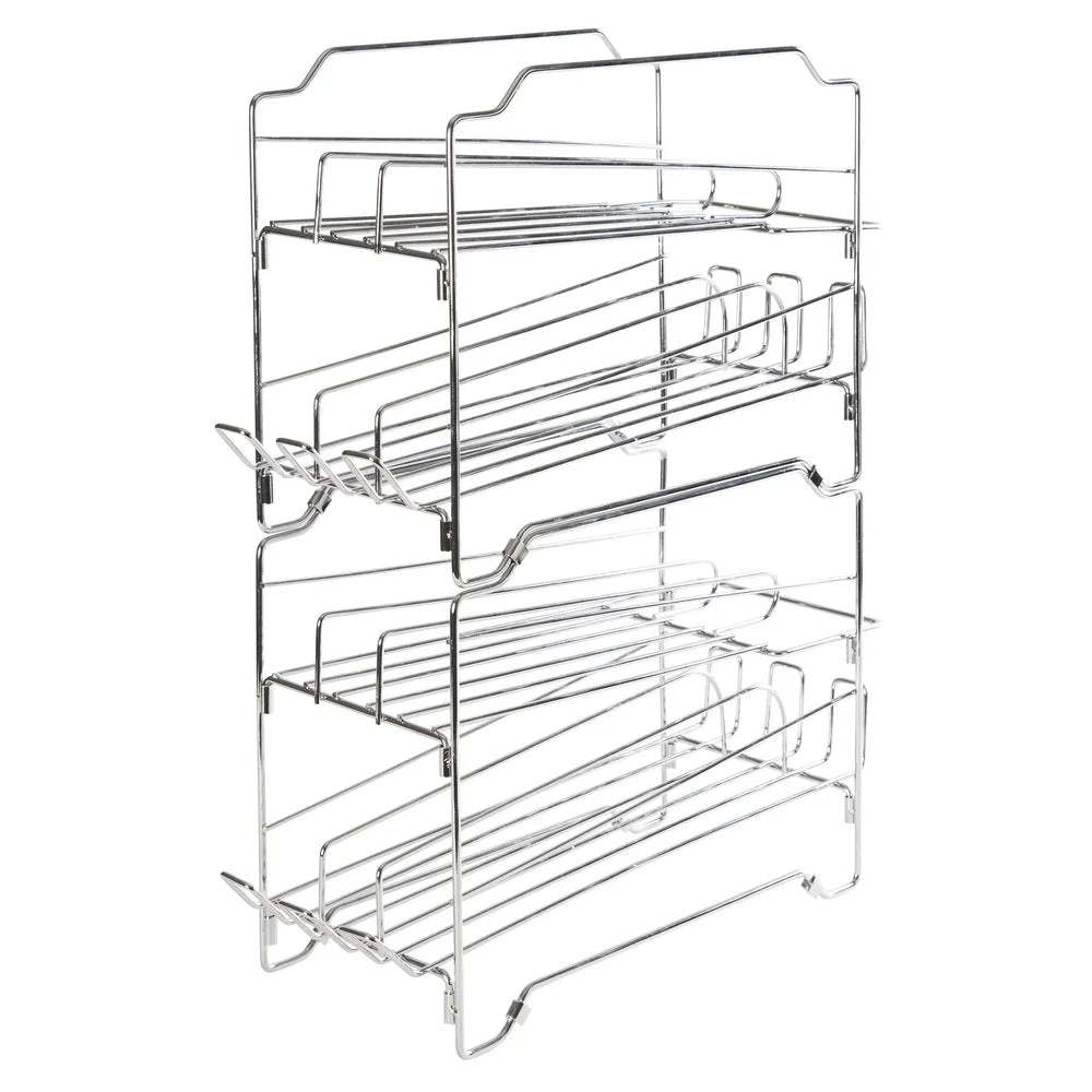 Collapsible Pet Food Can Dispenser Dogs Cats Holds 24 Cans Stackable Durable Steel Space Saving Design Easy Dispensing