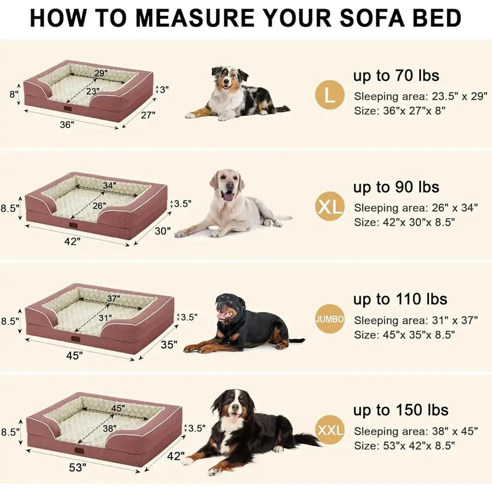 Extra Large Orthopedic Dog Bed, Waterproof Memory Foam, 45x35 Inches, Non-Slip, Removable Cover, Pink