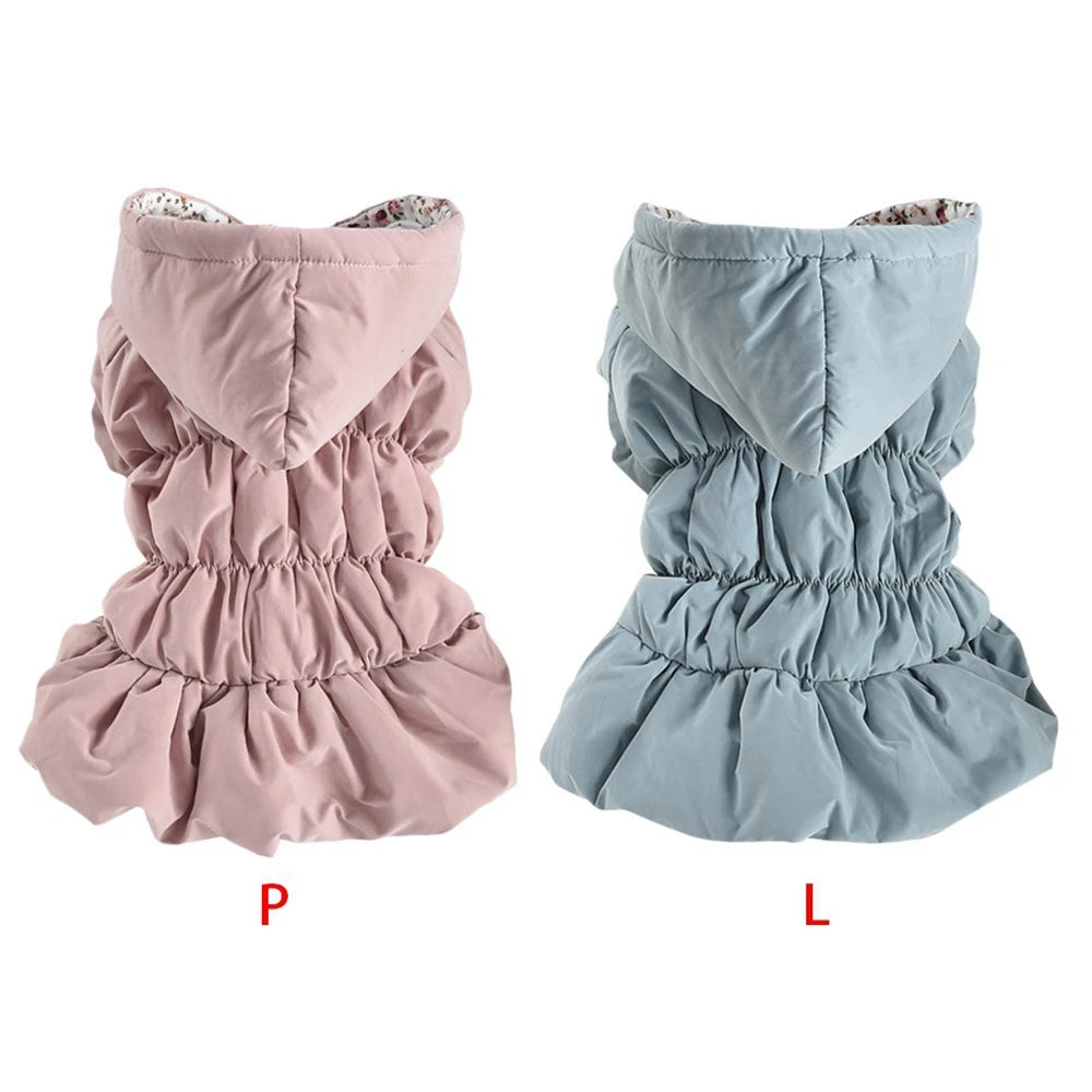 Winter Warm Pet Dog Coat Dogs Hoodies Warm Sweatshirt Cute Floral Bubble Dress Comfortable Soft Clothing Pet Dog Clothes Costume