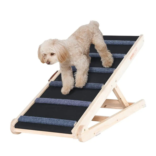Folding Wooden Pet Ramp for Dogs and Cats Adjustable Height Non Slip Dog Ramp for bed for couch Car Ideal for small and Large