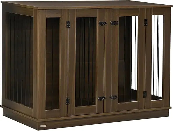 Very / Furniture Style Dog Crate With Removable Divider, Dog Crate Side End Table Indoor With Double Doors, For Small To L