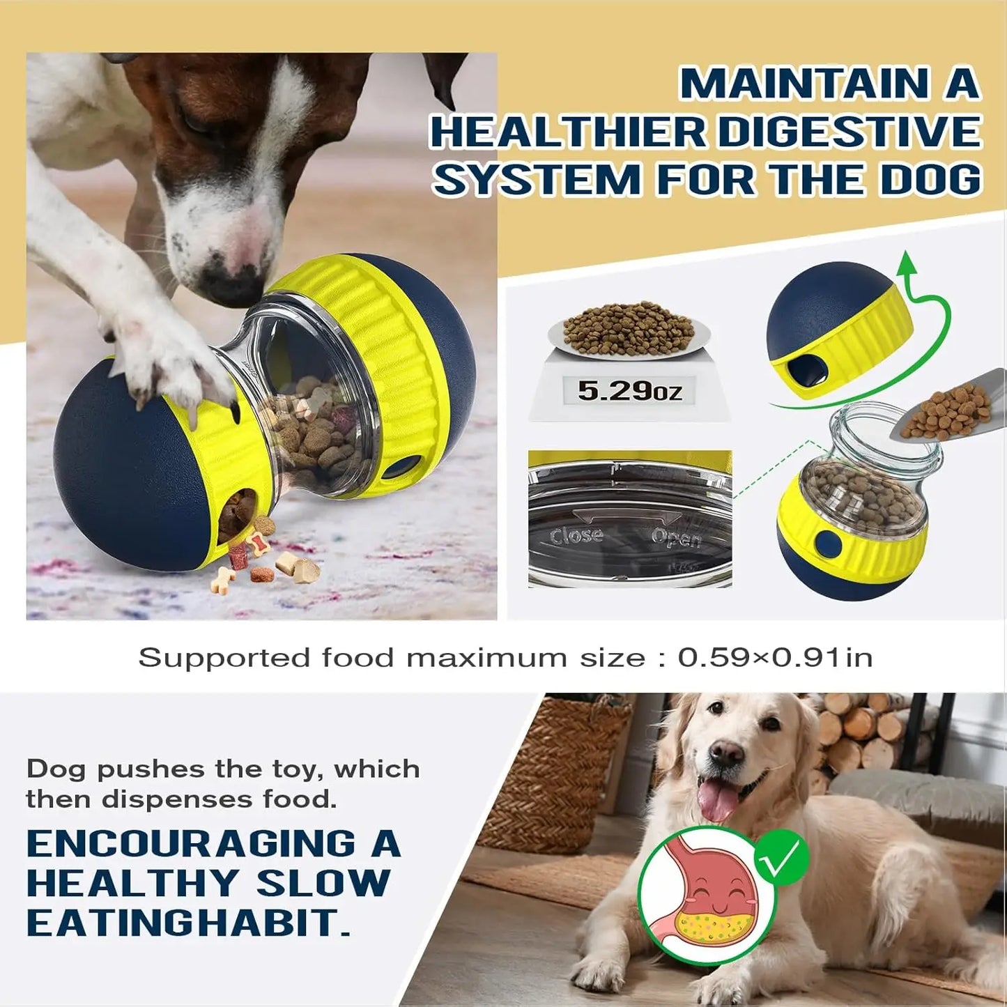 Large-Capacity Dog Treat Dispenser Ball – Interactive Puzzle Feeder for Small & Medium Breeds