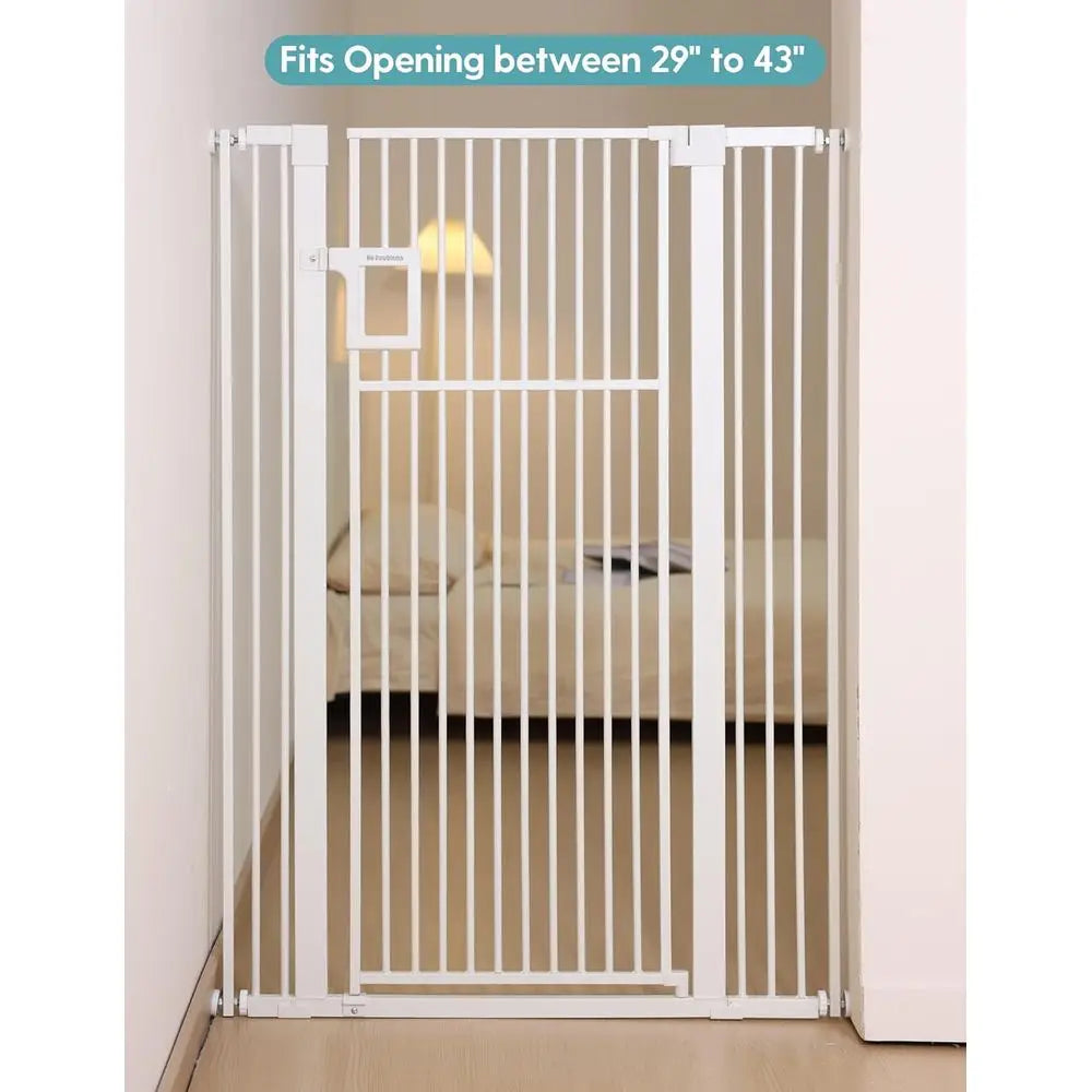 Upgraded 55" Extra Tall Pet Gate for Cat, 29-43" Auto Close Cat Gate for Doorways/Stairs/Hallways, NO Drilling Pressure Mounted