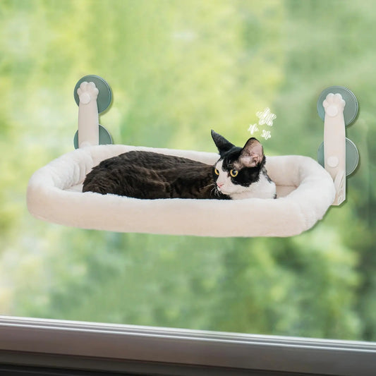 Cat Window Hammock Bed for Indoor Cats Foldable Cat Window Perch Bed Upgrade Strong Suction Cups Sturdy Hold up to 18kg