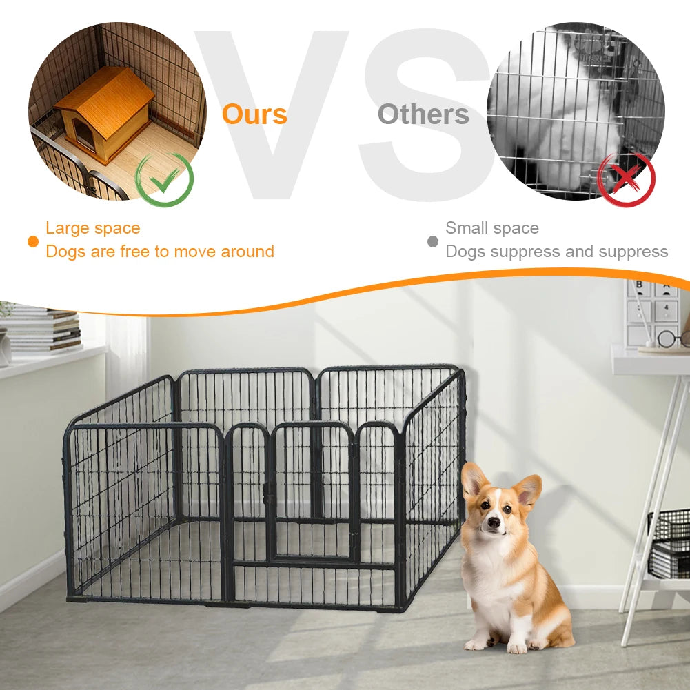 6 Panels Dog Playpen Indoor & Outdoor Foldable Pet Exercise Fence Pen with Door Gate Dog Kennels for Small/Medium/Puppy Dogs