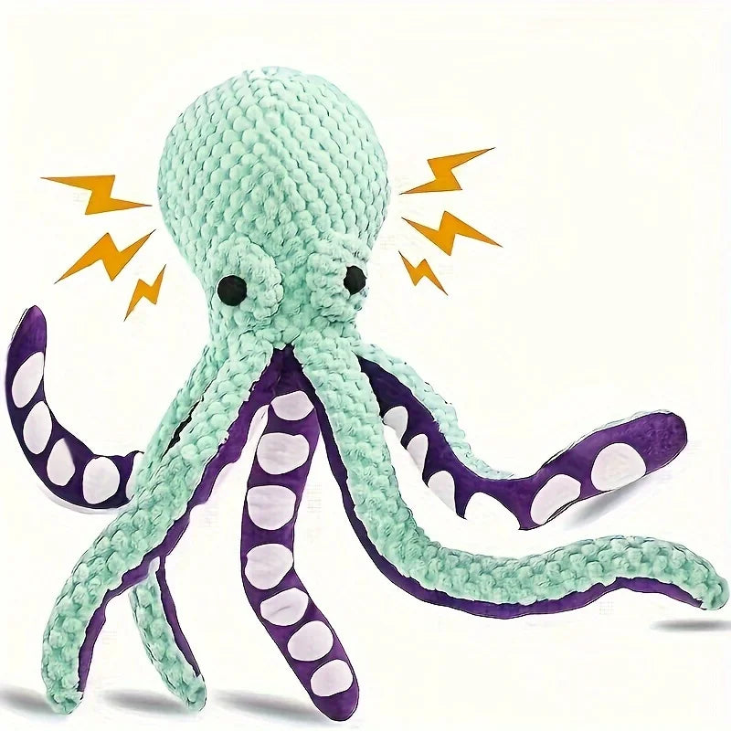 2pcs Octopus Shape Plush Dog Toy,Squeaky Pet Toys,Bite Resistant Teeth Cleaning Durable Chew Toy for Puppy Dogs