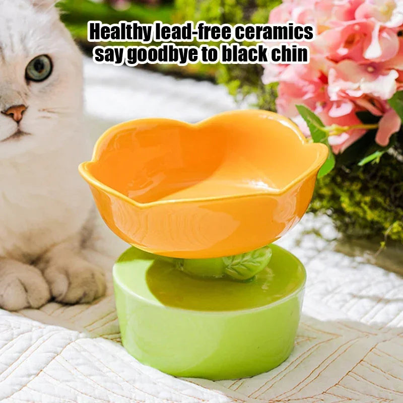 2023 Cute Pet Bowl Creative Flower-Shaped Bowl Cat Food Ceramics Water Bowl Pet Accessories For Cats Pet Products