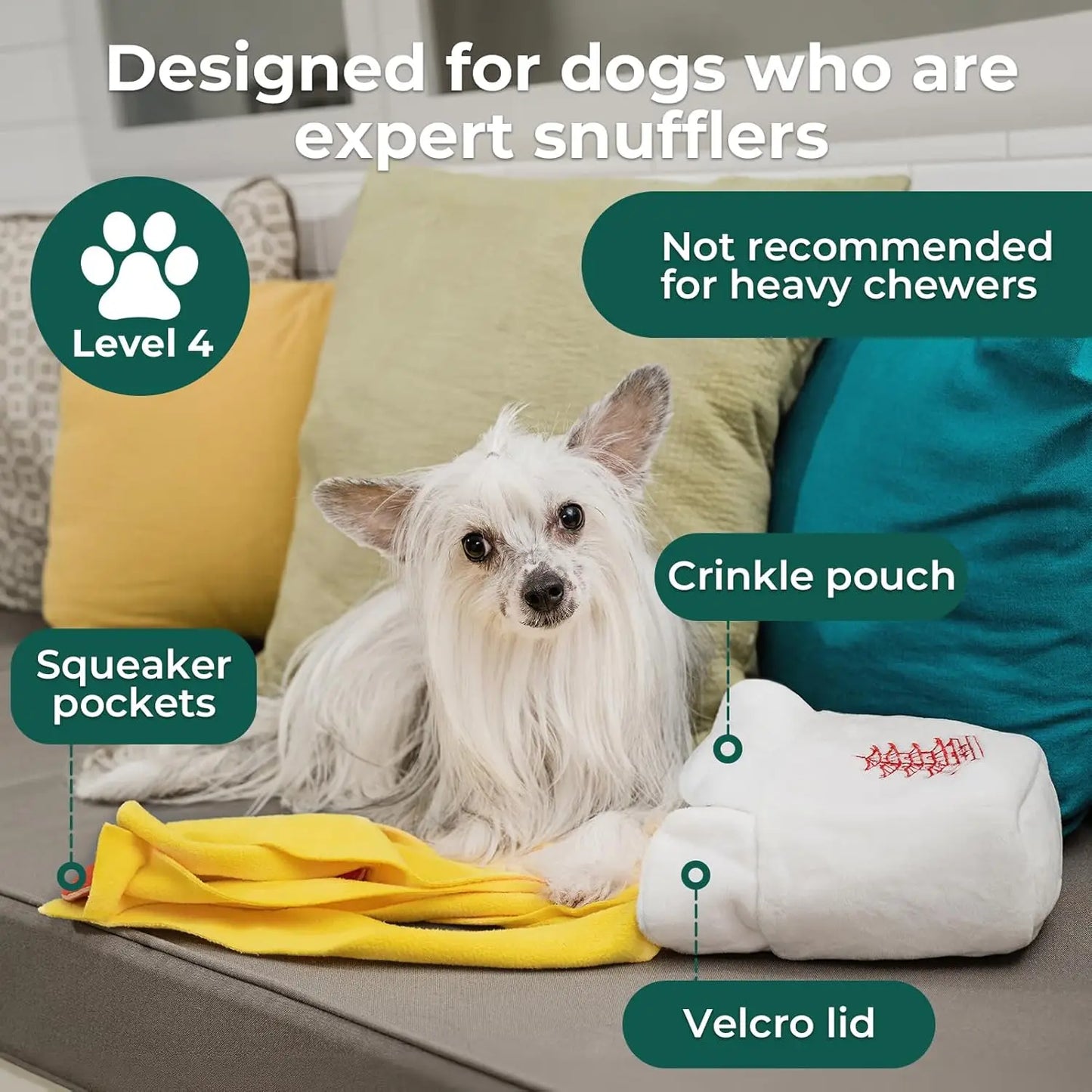 Take-Out Box Snuffle Dog Toy - Interactive Plush Treat Puzzle for Small Medium Dogs, Slow Feeder with Squeaky