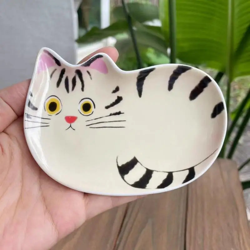 Cat Face Sauce Dish - Creative Ceramic Condiment Bowl for Pets, Cute Tableware for Kitchen & Home Decor