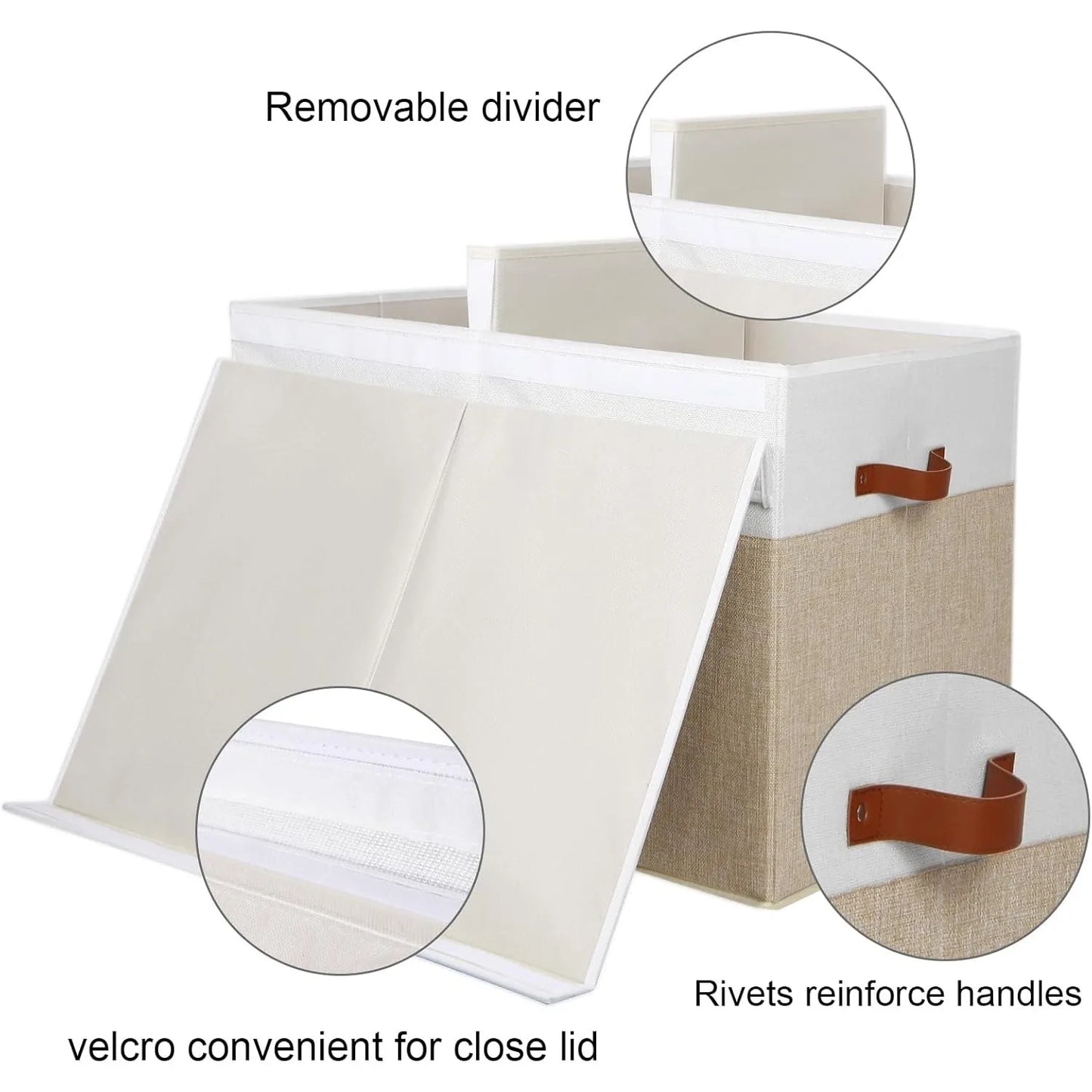Pawfect Playtime Chest – Large Pet Toy Organizer Box with Lid, Sturdy Toys Storage Chest Bin Organizer Basket with Dividers, 26"x17" x17" (Beige and White)