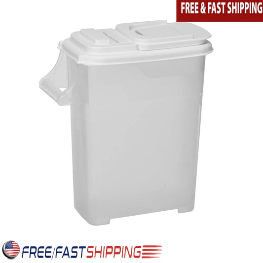 16 Quart Pet Food Dispenser with Pouring Spout Handle Clear Storage Container Easy Clean Stackable Design Kibble Treats