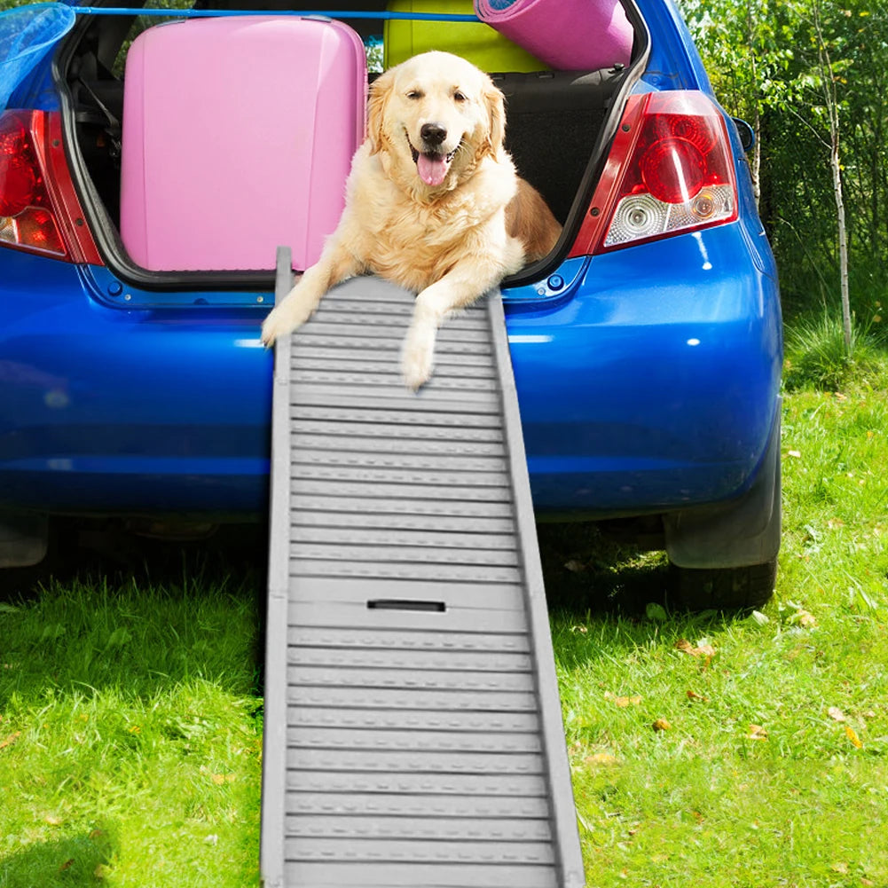 Folding Portable Pet Stair Ramp Non-Slip Rug Surface Extra Wide Dog Steps 59x15.8 Inch Pet Ramp Stairs for Large Dogs SUV Truck