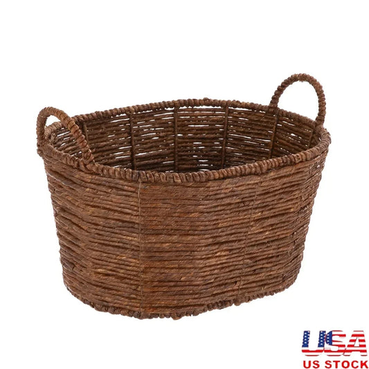 Rustic Paw Basket – Handwoven Pet Toy Storage- Oval Maize Basket with Handles Decorative Storage Toiletries Toys Books Household Items Portable Organizer