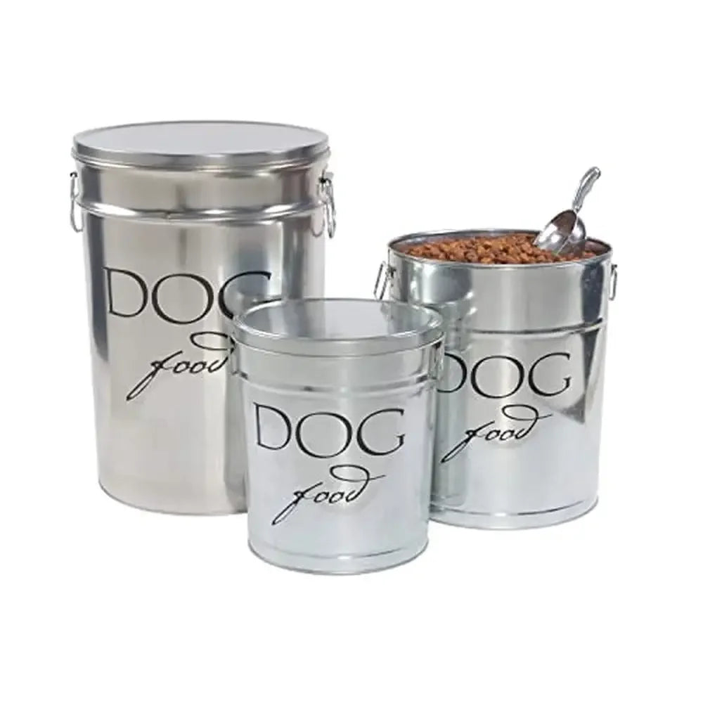 Classic Pet Food Storage Canister Large Size 40lb Capacity Airtight Lid Eco-Friendly Recycled Alloy Steel Stylish and Functional