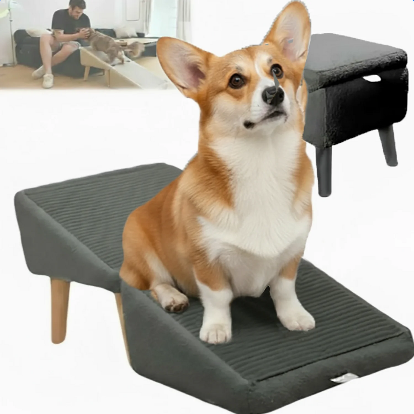 Split type small dog ramp, multifunctional lightweight folding pet ramp sofa staircase, 13.8 inch high dog chair bed, sofa, pet