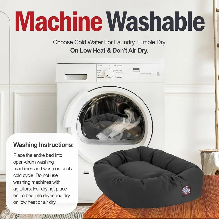 Dog Bagel Calming Bed 40x29x9in Soft Round Pet Bed with Spine port Fluffy Donut Dog Bed Large Gray