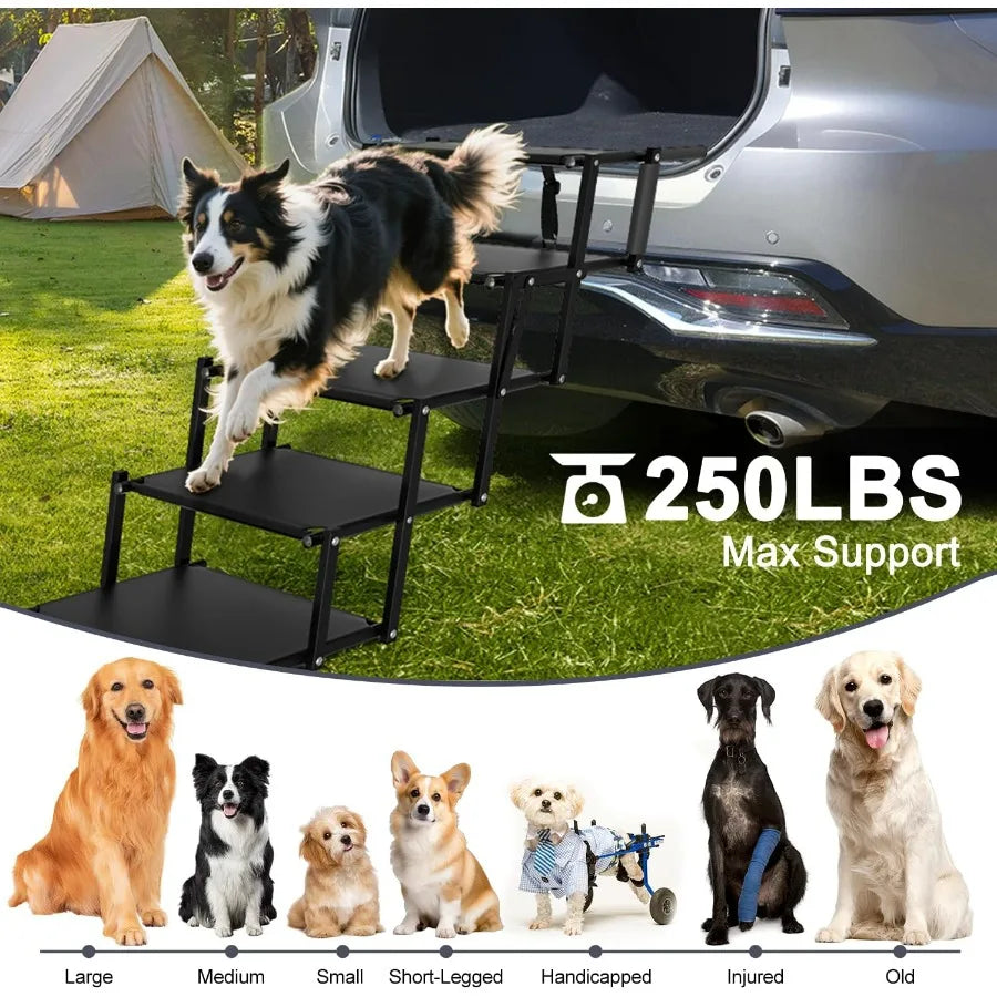 Extra Wide 5 Steps Dog Stairs for Large Dogs Foldable Dog Ramp for Car with NonSlip Surface Lightweight Dog Stairs for Cars Dog