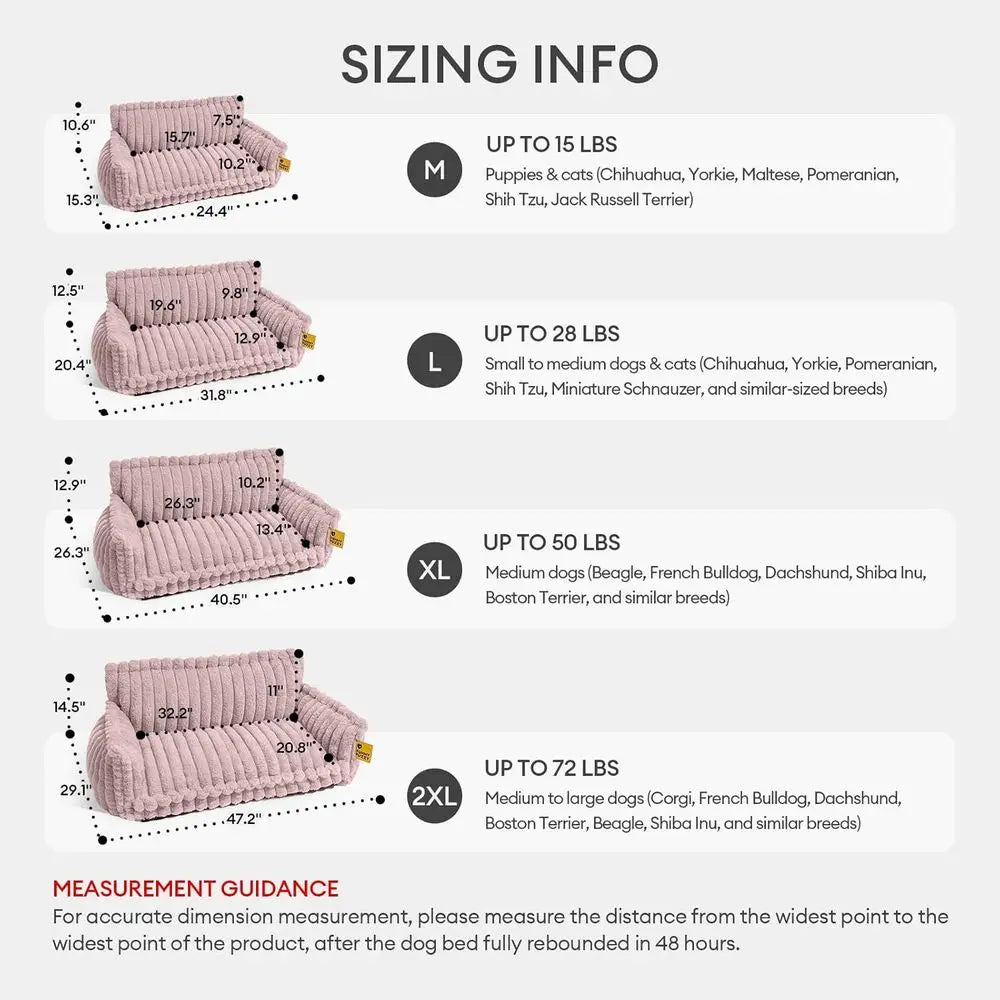 Luxury Orthopedic Dog Bed, Plush Sofa with Removable Cover, Supportive Couch for Medium to Large Dogs, Snoozy Dream Pink XXL