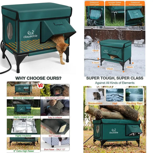 Outdoor Insulated Cat Shelter with Waterproof Design and Safe Escape Door for Winter Heating