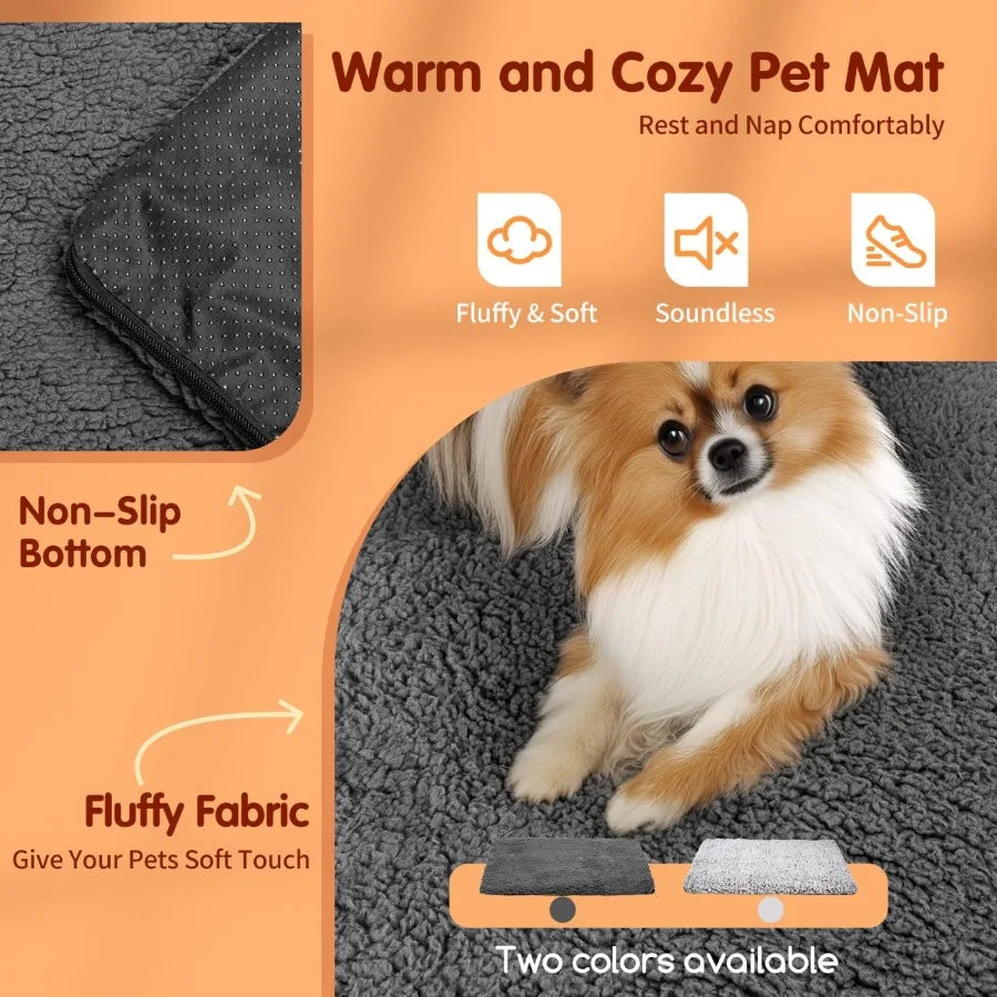 Self Warming Cat Bed Super Soft Thermal Dog Crate Bed Mat for Sleeping Washable Anti-Slip Self Heating Pet Kennel Pad for Small