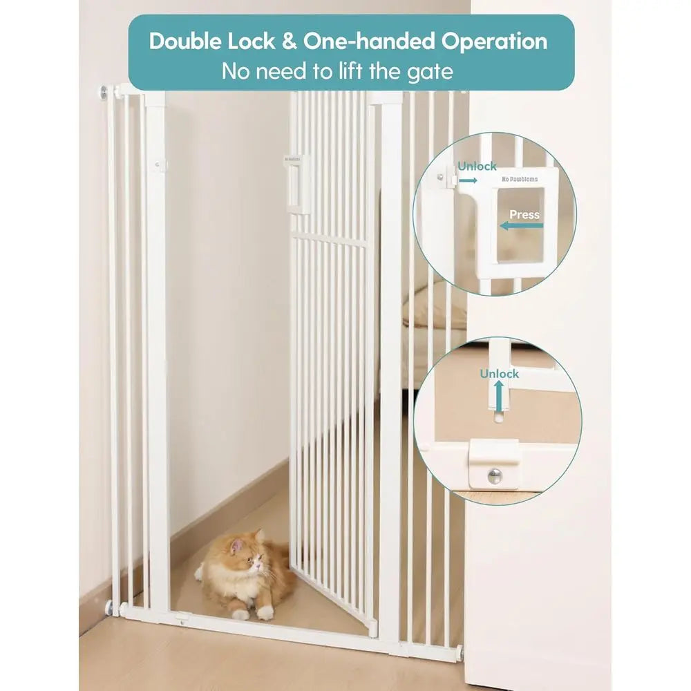 Upgraded 55" Extra Tall Pet Gate for Cat, 29-43" Auto Close Cat Gate for Doorways/Stairs/Hallways, NO Drilling Pressure Mounted