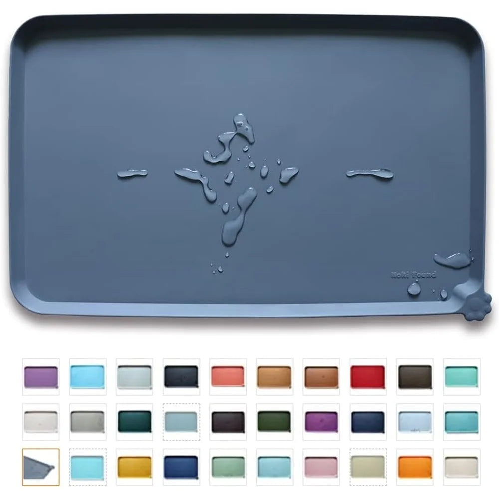 Waterproof Pet Feeding Mats Non-Slip High Lip Silicone Dog Cat Food Water Spill Proof Durable Easy Clean Travel Mat