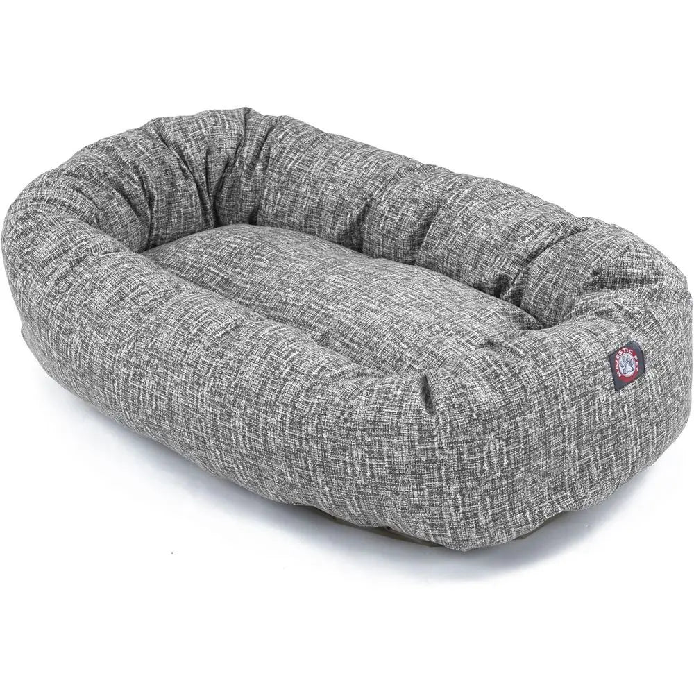 52 Inch Bagel Calming Dog Bed Washable – Cozy Soft Round Dog Bed Spine Support for Dogs to Rest Their Head - Fluffy Donut Puppy