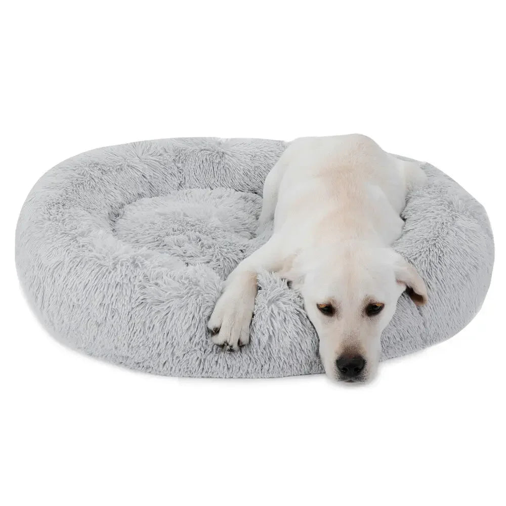Donut Plush Dog Cat Bed Faux Fur Self-Warming for Pet Puppy Kitty Sleep