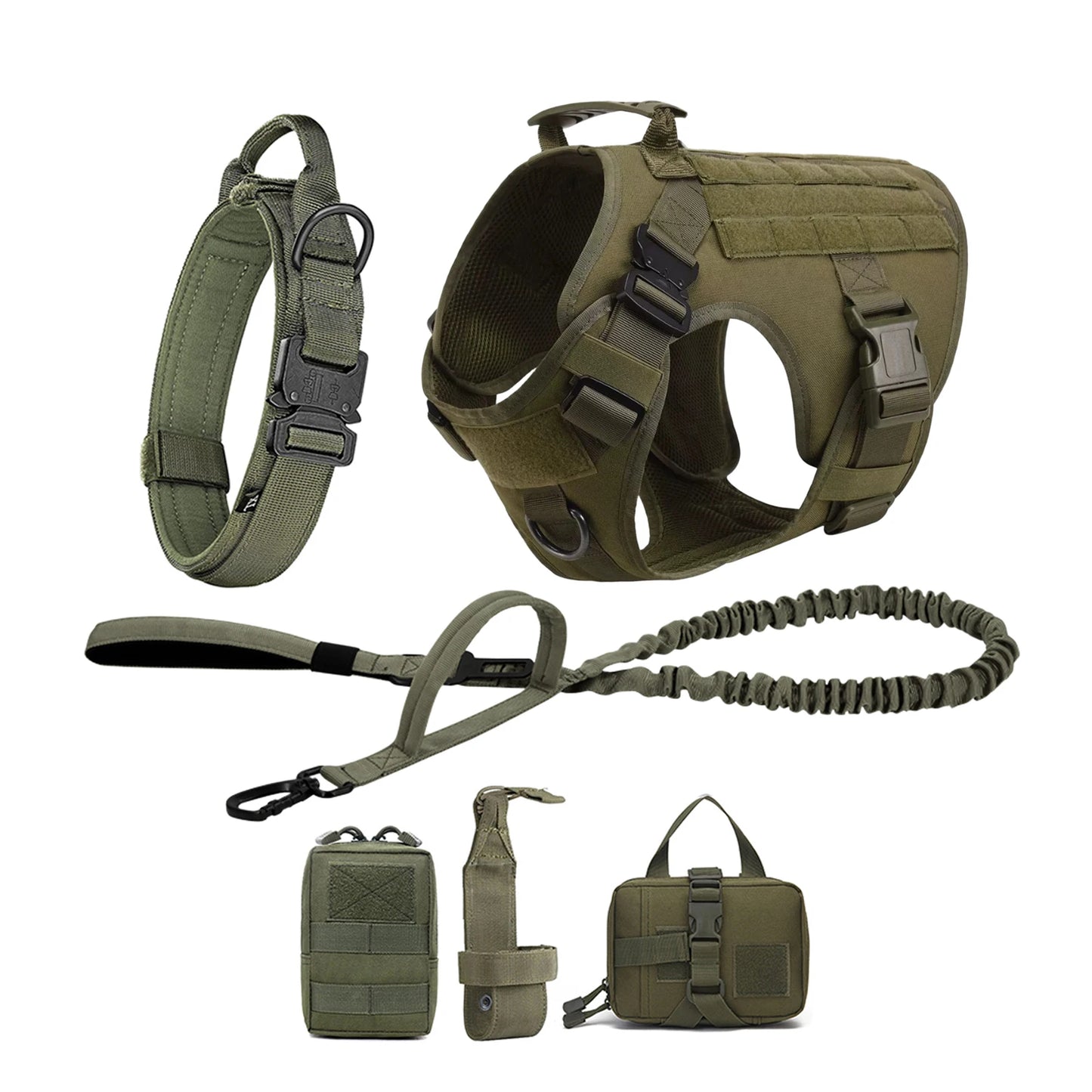 Tactical Dog Harness Collar Leash Molle Pouches For Medium Large Dogs Pet German Shepherd Training Walking Vest Dog Harnesses