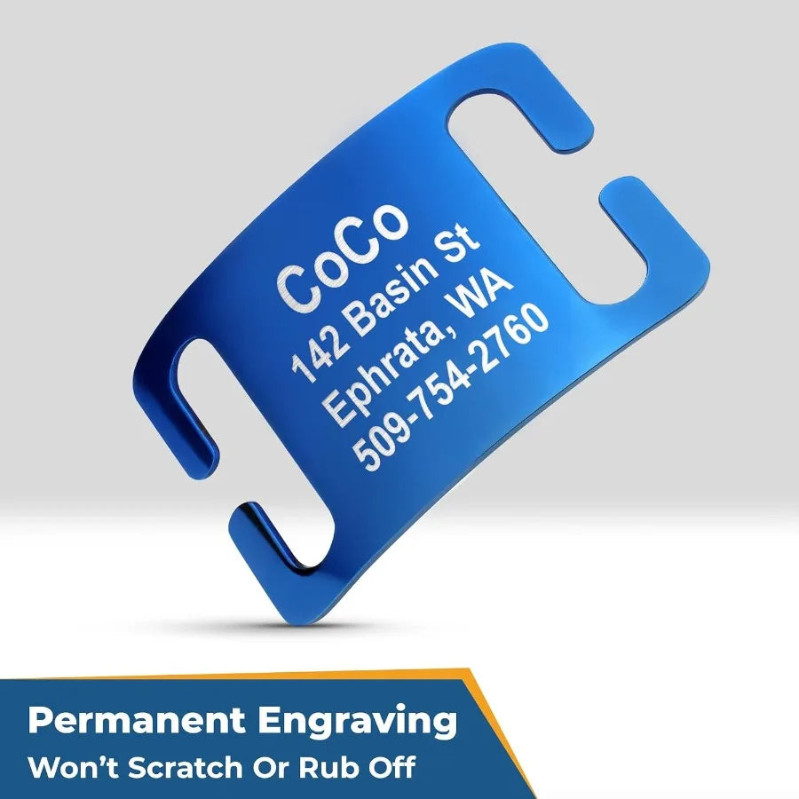 Personalized Dog Collar with Nameplate Adjustable Dog Collar with Custom Engraved Slide On Pet ID Tag in Stainless Steel for La