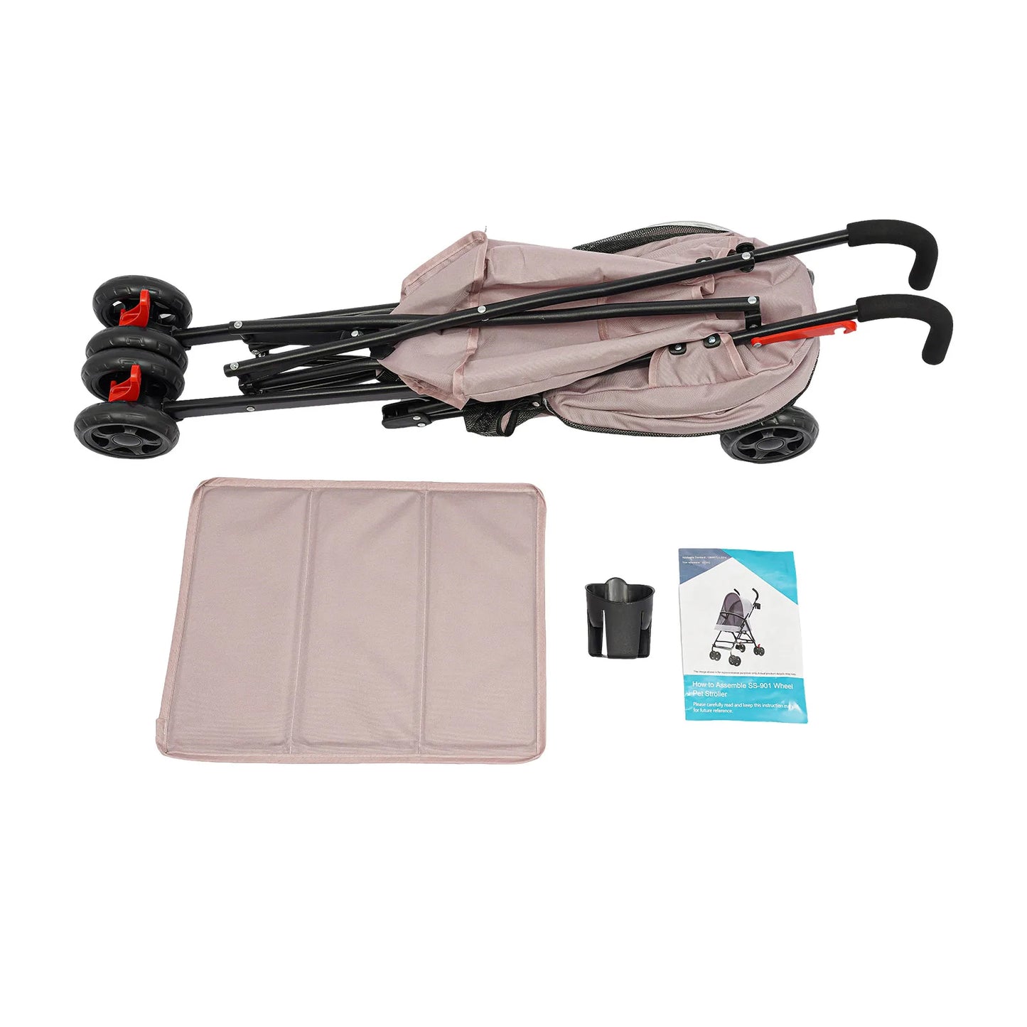 Pet Stroller for Small Dogs Cats, Lightweight Foldable Puppy Stroller with 360° Wheels, Safety Leash, 22lbs Capacity