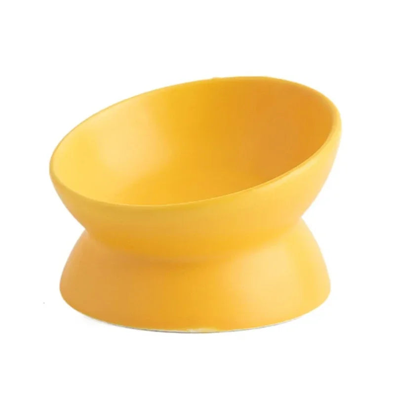 Elevated Cat Bowls Small Dog 15° Tilted Raised Food Feeding Dish Ceramics Stand Feeder for Cats and Puppy 6 Colors