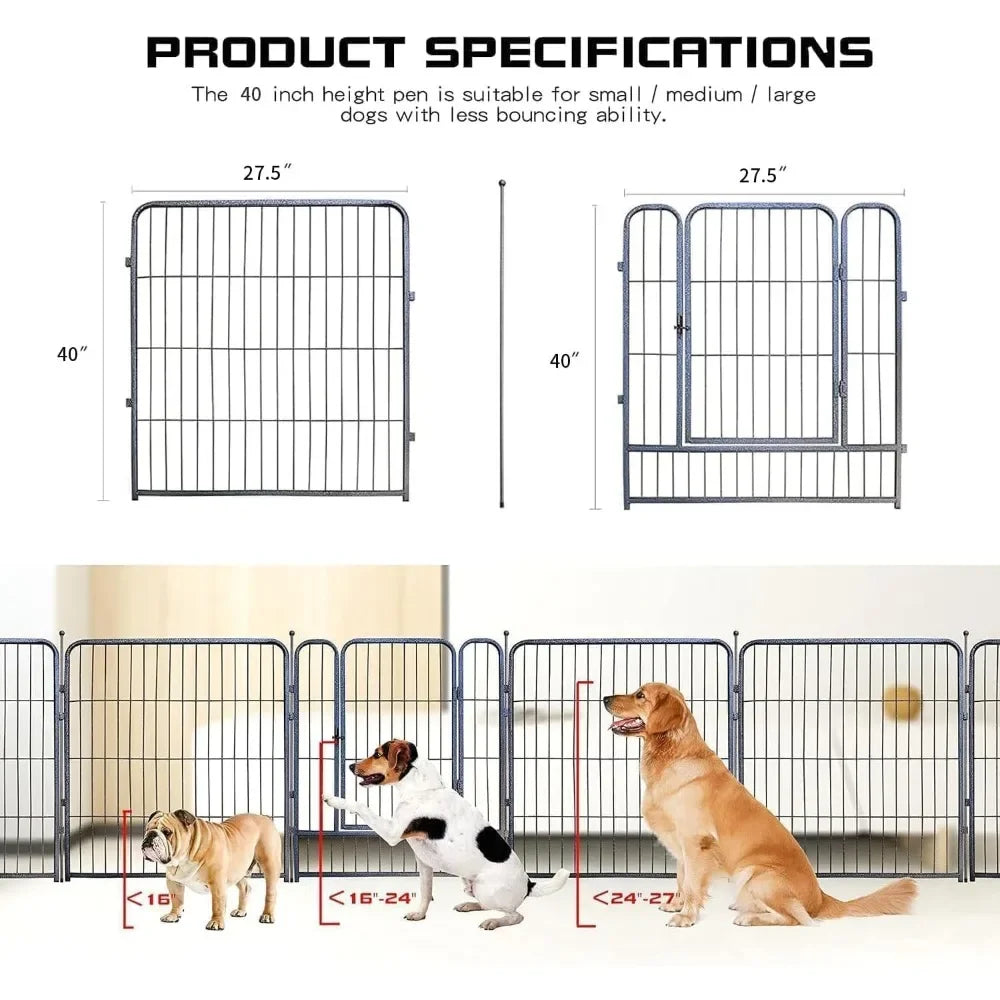 Dog Playpen,Height in Heavy Duty,Folding Indoor Outdoor Dog Exercise Fence, Portable Pet Playpen with Door for Large