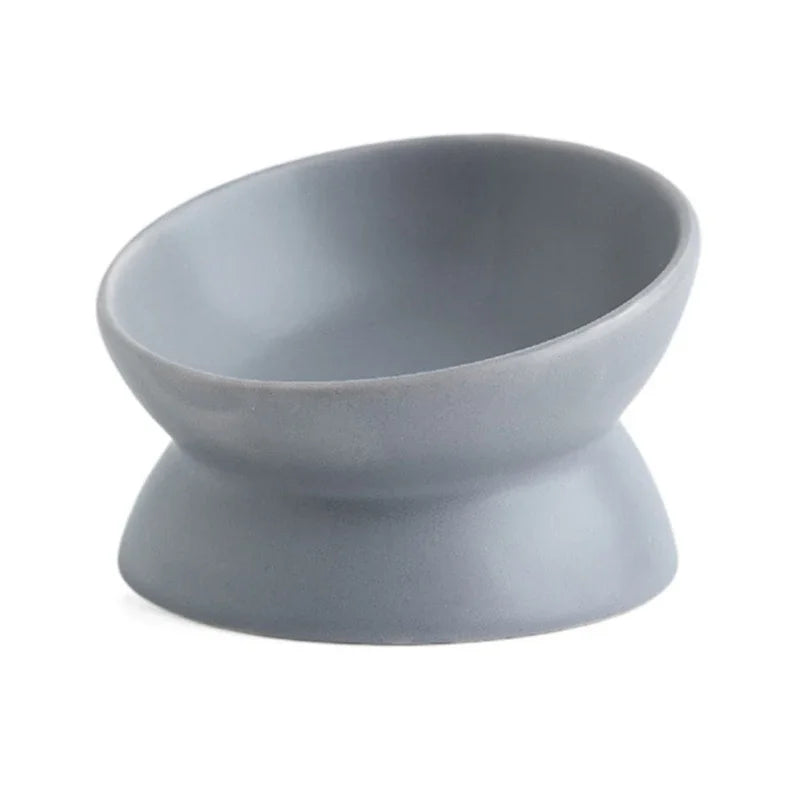 Elevated Cat Bowls Small Dog 15° Tilted Raised Food Feeding Dish Ceramics Stand Feeder for Cats and Puppy 6 Colors