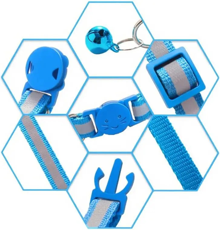 2 Pack Breakaway Cat Collars with Bells, Reflective Design and Claw Print Design, Safety Buckle Kitten Collars Adjustable from