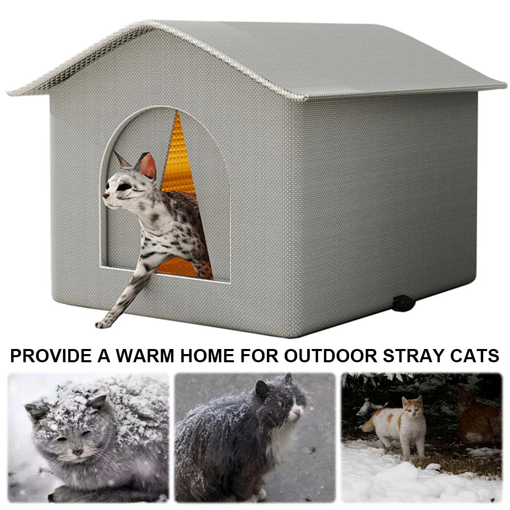 Waterproof Winter Warm Cat House Outdoor Feral Cat Houses Enclosed Pet Tent Cold Resistant Pet House for Winter Wild Animal