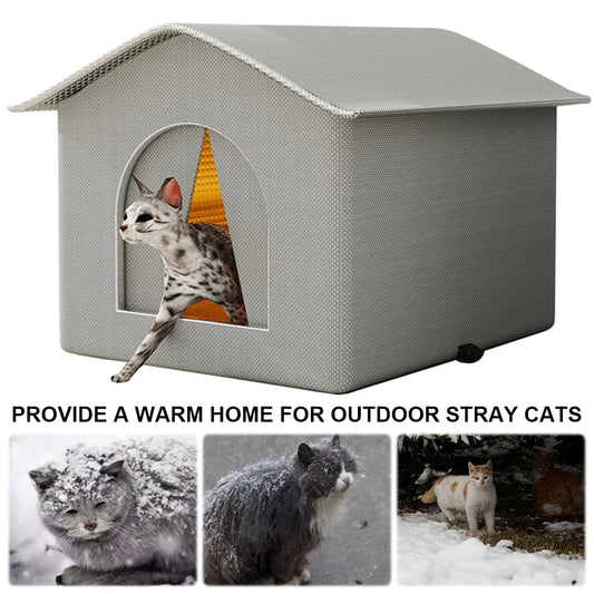 Waterproof Winter Warm Cat House Outdoor Feral Cat Houses Enclosed Pet Tent Cold Resistant Pet House for Winter Wild Animal