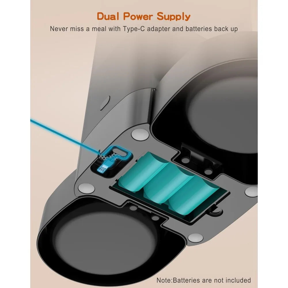 3.5L Automatic Cat Feeder for Two Cats, Food Dispenser with Stainless Steel Bowl,Timed Cat Feeder Programmable 1-6 Meals Contro