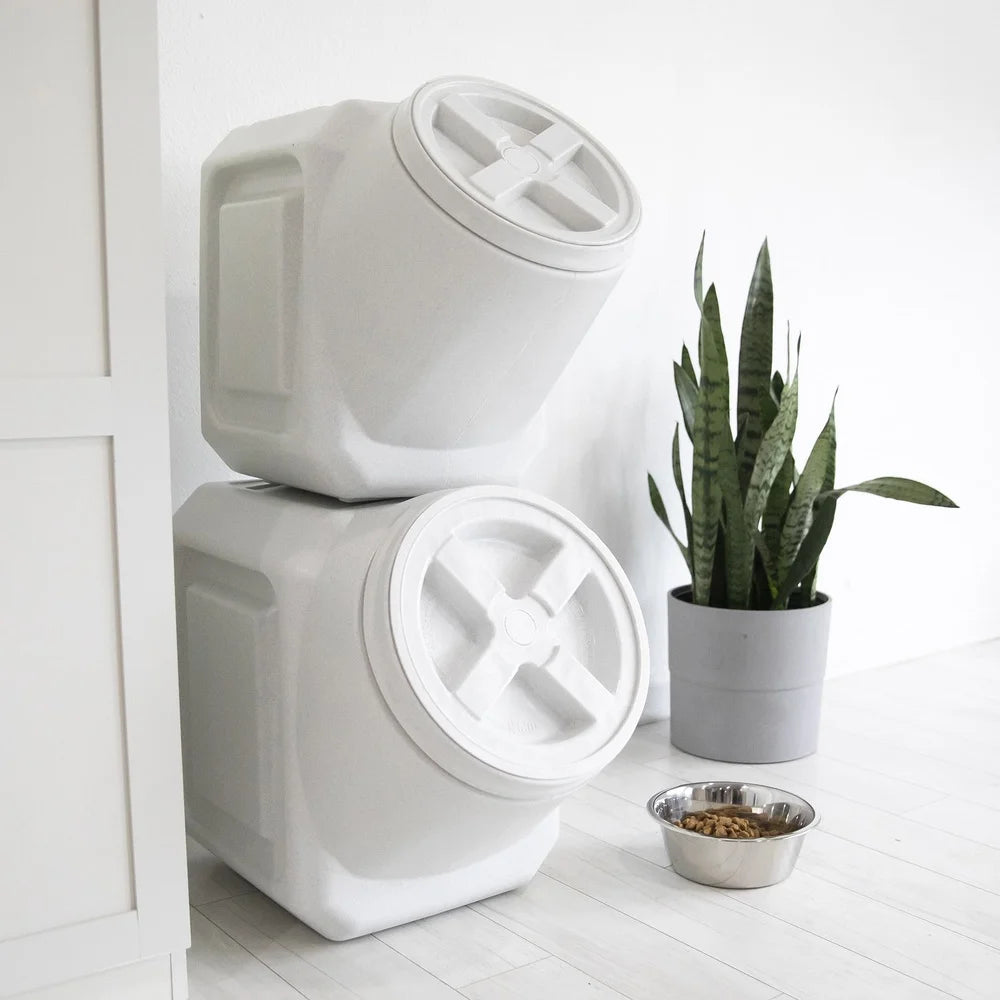 Stackable Plastic Pet Food Storage Container Airtight 40lb Capacity Heavy Duty Dog Cat Food Bin Moisture Resistant Pests