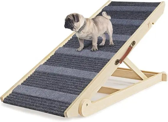 Dog Ramp for Bed, Folding Wooden Pet Ramp for Small Large Dogs Cats, 7 Adjustable Height from 10.8" to 26.6", Portable Stable Do