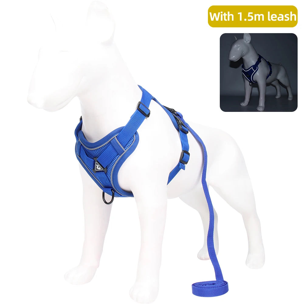 Dog Harness Cat Leashes Collar Bulldog Straps Small Medium Dog Puppy Harnesses Bichon Frise Vest Garlden Reflective Pet Supplies