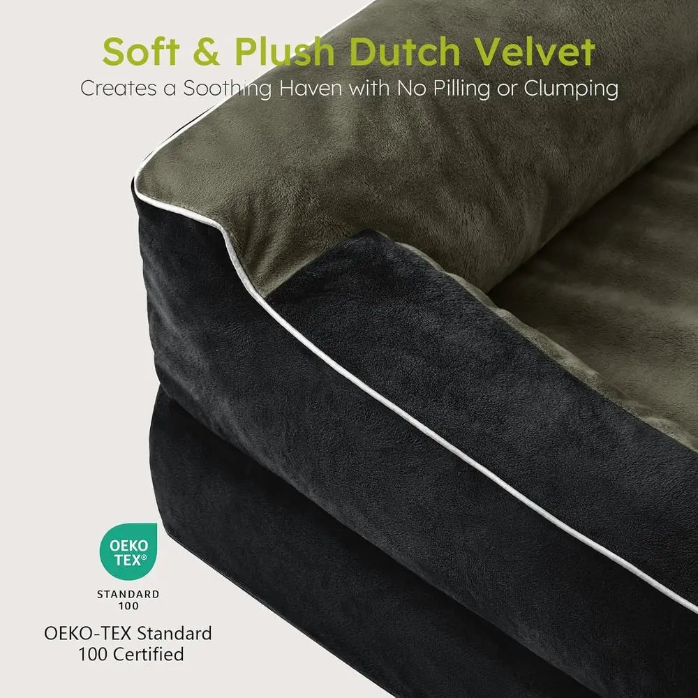 Jumbo Orthopedic Cooling Gel Dog Bed, Waterproof Removable Cover, 53 Sofa Bed with Bone Toy, Black