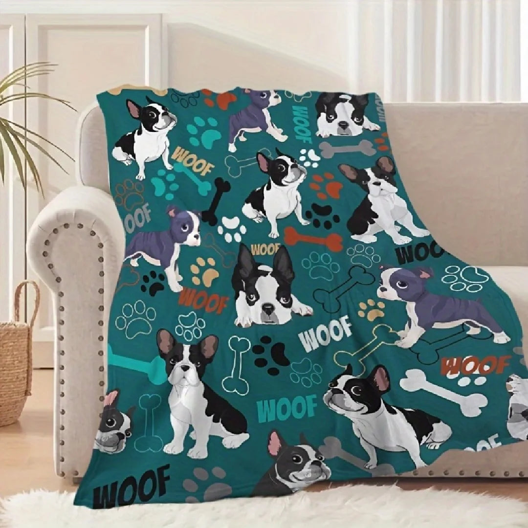 Boston Terrier Dogs Flannel Blanket Nordic Minimalist Printed Throw Blanket – Soft Thermal Insulated Design