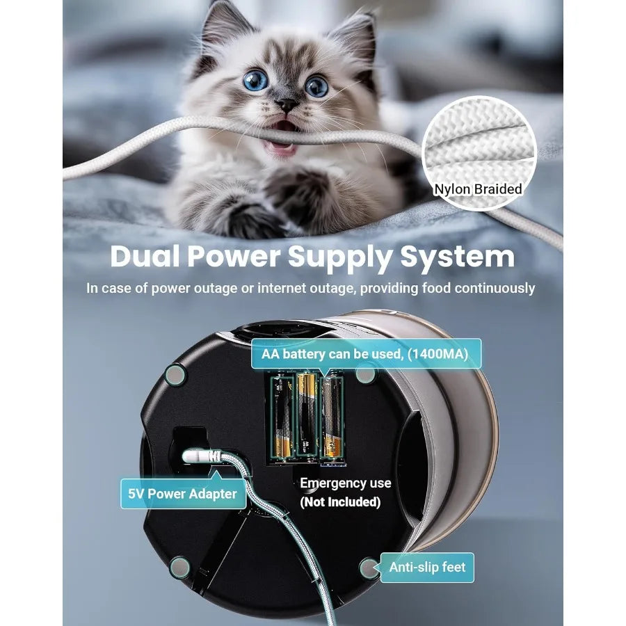 Automatic Cat Feeder for 3 Cats with 6L Capacity and 25Cup Food Dispenser Advanced AntiJam Technology DualEffect Desiccant Smar