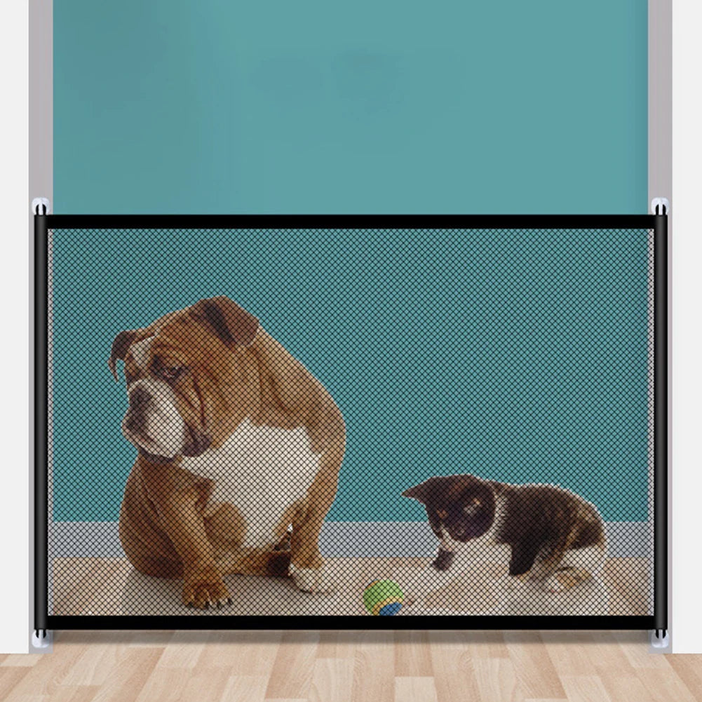 Pet Gate Folding Breathable Mesh Pets and Child Safety Gates Pet Barrier Fences for Stairs Doorways Hallways Indoor Outdoor