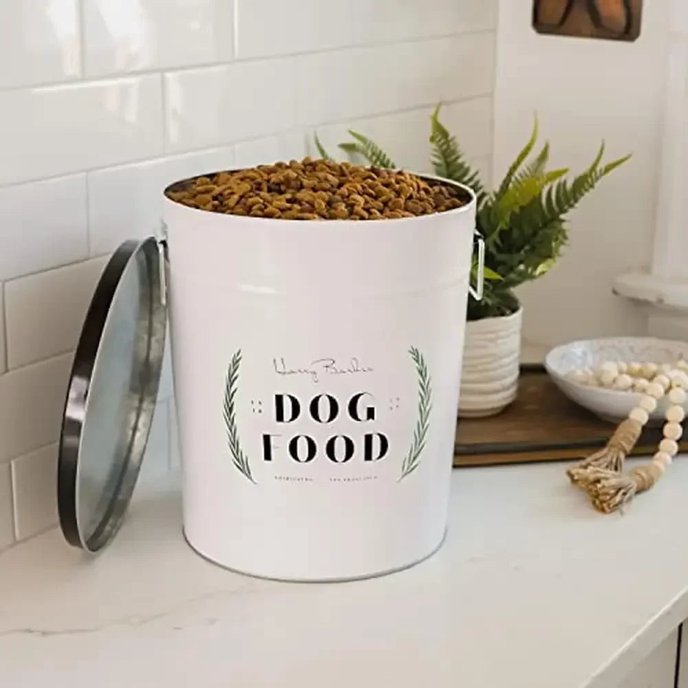 Pet Food Storage Container Airtight Seal Galvanized Metal Small Size Display Option